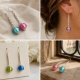 Earrings Silver/Gold Foil Round Chain
