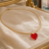 Triple Necklace With Plain Heart Pendant